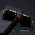Luxury Leopard Pattern Frameless Glasses Black Mirrored PC Lenses