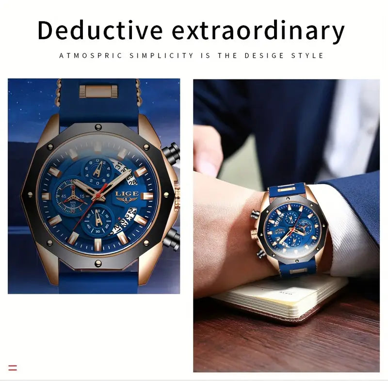 LIGE Men's Chronograph Wristwatch Watch