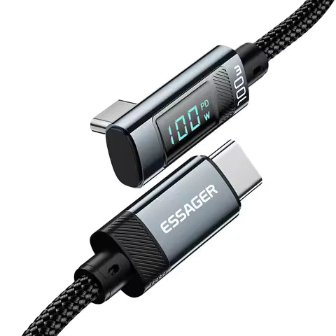 4-in-1 Fast Charging Cable with LED Display – PD 100W, Type-C & Lightning