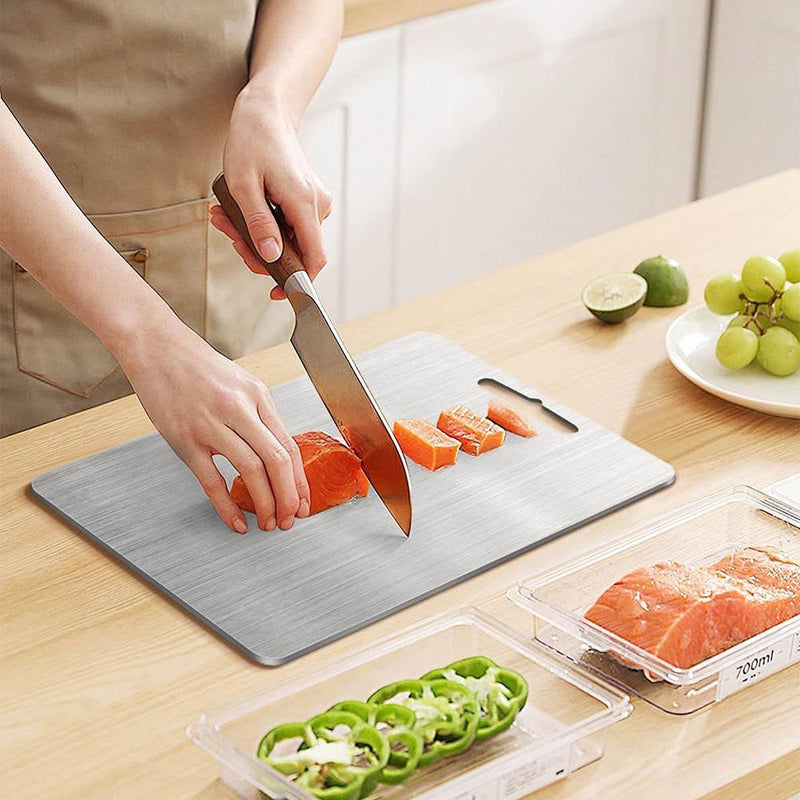 Titanium Stainless Steel Cutting Board – Double-Sided Kitchen Chopping Board