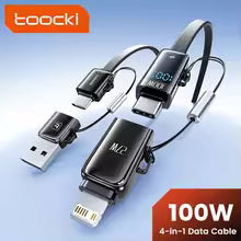 4-in-1 Fast Charging Cable with LED Display – PD 100W, Type-C & Lightning