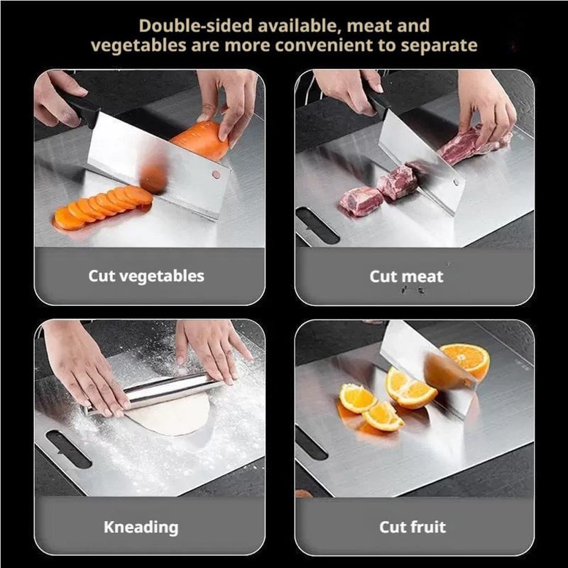 Titanium Stainless Steel Cutting Board – Double-Sided Kitchen Chopping Board