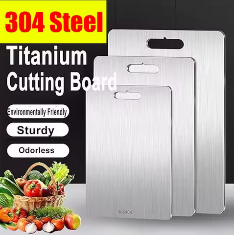 Titanium Stainless Steel Cutting Board – Double-Sided Kitchen Chopping Board