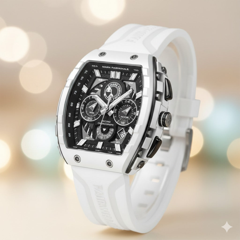 Men’s Premium Sport Chronograph – White Silicone Strap