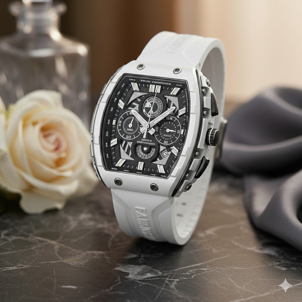 Men’s Premium Sport Chronograph – White Silicone Strap