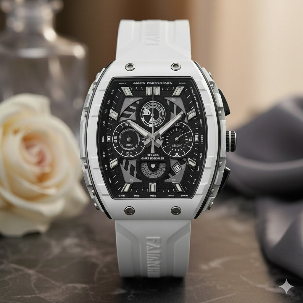 Men’s Premium Sport Chronograph – White Silicone Strap