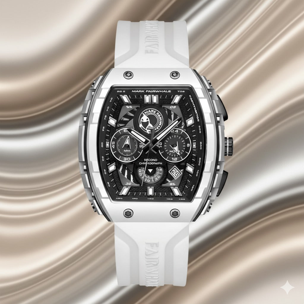 Men’s Premium Sport Chronograph – White Silicone Strap