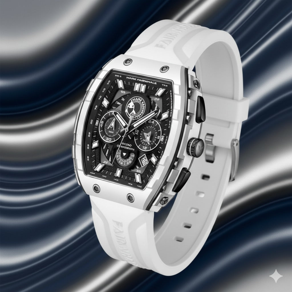 Men’s Premium Sport Chronograph – White Silicone Strap