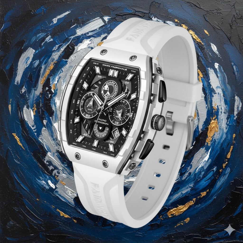 Men’s Premium Sport Chronograph – White Silicone Strap
